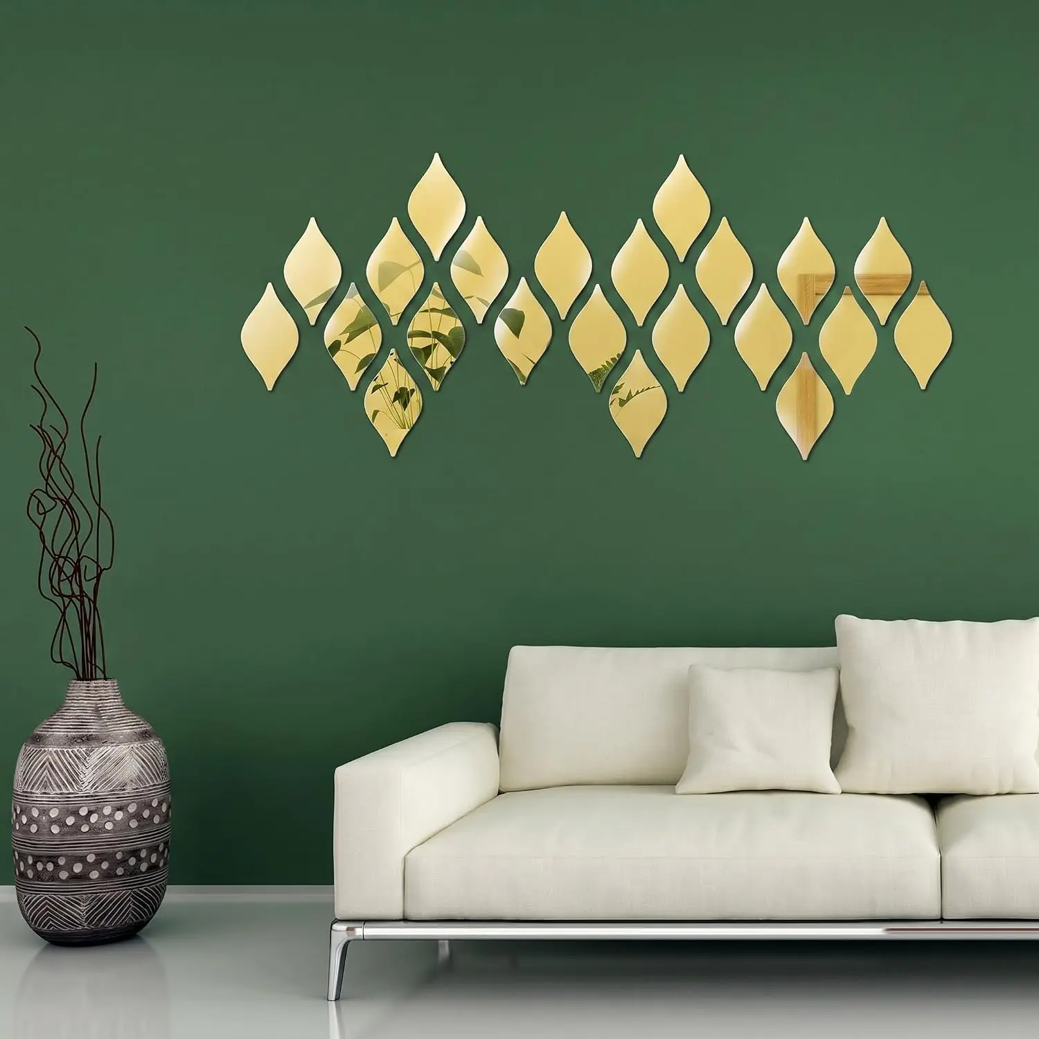 30 count Mirror Wall Stickers Decor    Drop Decorative Mirrors Stickers Removable Wall Art  for  Living Room Bathroom Office Dormitory Decorations, 6 x 3.3 Inch()