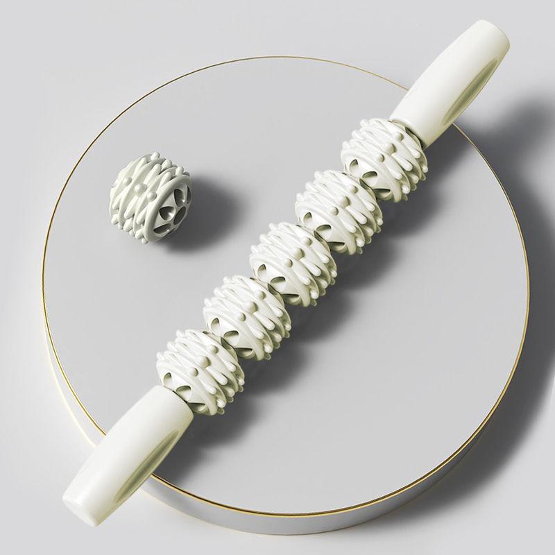 Handheld Massage Roller Stick, Leg Muscle Foam Roller, Yoga Massage Stick for Calves, Double Row 10 Wheels massage tool