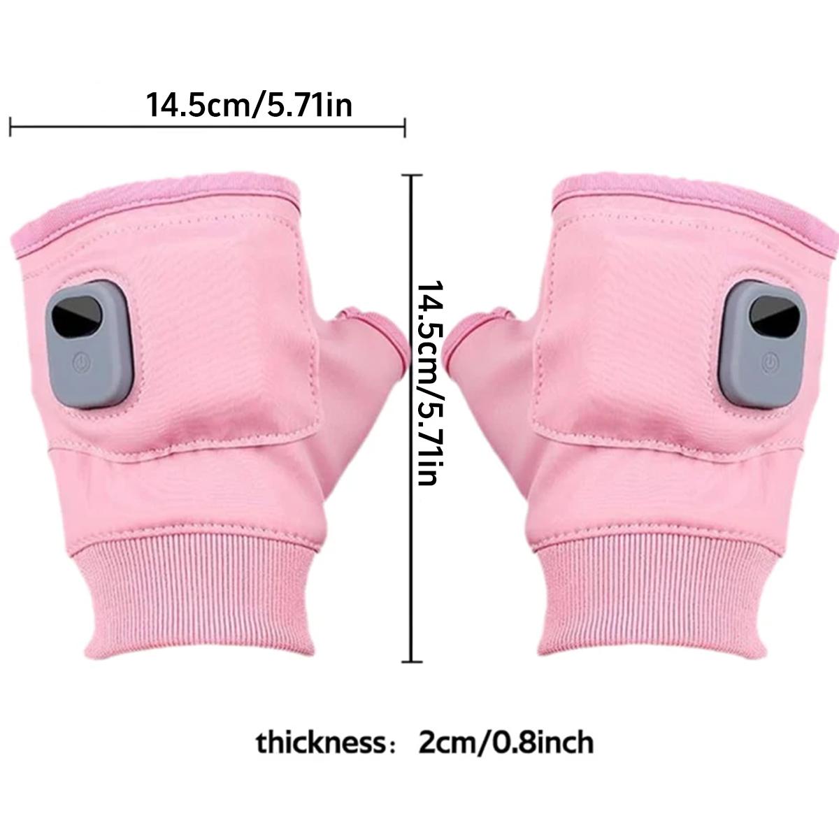 Heated Fingerless Gloves – Pink/Black, Rechargeable Smart Thermostatic, Three Temperature Modes,  Heated Gloves for Cycling, Skiing & Outdoor Work