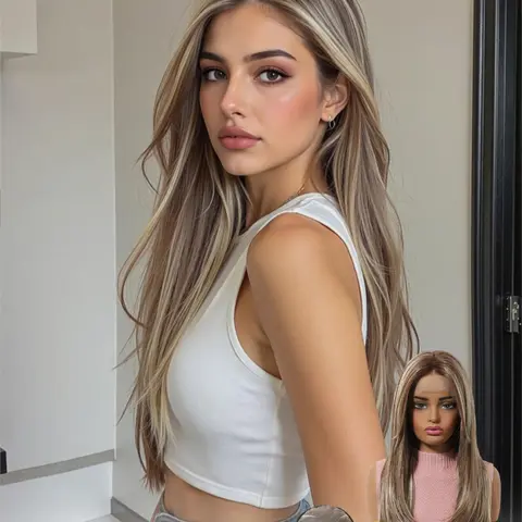 Topshe HD Lace Frontal Closure Wig, Glueless Balayage Wig, Natural-Looking Hairline, Balayage Hand-Woven 13x6, Medium Length, Multi-Purpose, All Seasons, No Glue Wig, Hd Wigs