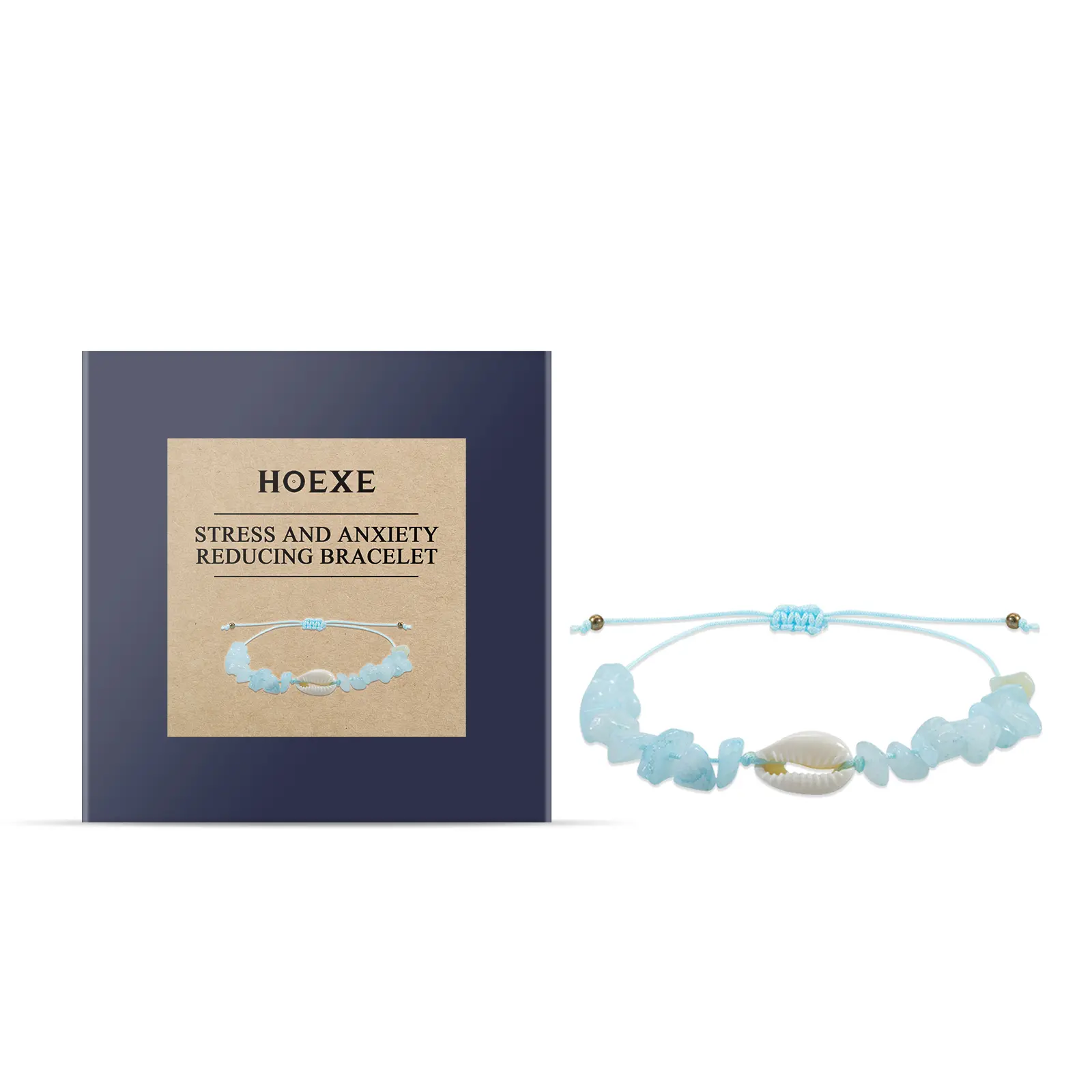 Hoexe Aquamarine Crystal Fragment Bracelet - Crystal Beads, Aquamarine Shell, Simple Look Everyday Wear Accessory with 100 Attachments