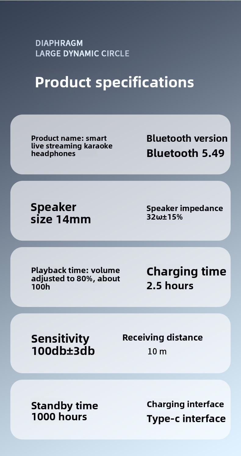 Wireless Neckband Bluetooth Headset for Singing Live Streaming with Real-Time Monitoring & Voice Changer, Long Battery Life & Display, Perfect for Karaoke/Gaming/Travel (No Brand) Portable Speaker Lights