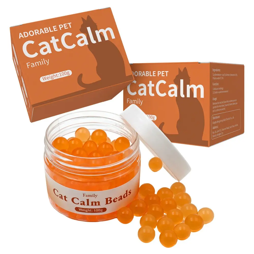 Feline Pheromone Calming Gel Beads, Anxiety & Stress Relief for Cats, Safe for Multi-Cat Homes, Odorless, Non-Drowsy, Long-Lasting Formula