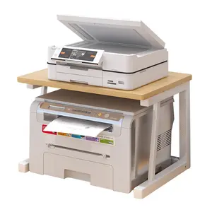 Space-Saving 2-Tier Desktop Printer Stand Shelf – Sturdy Wooden Organizer for Printer, Scanner, Fax, Books and Files – Smooth Surface, Easy Assembly, 58x34x38cm