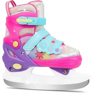 Kids Adjustable Ice Skates for Girls Boys, 4 Size Expandable Hockey Skates with Triple Safety Straps, Warm Lining & Stainless Steel Blades