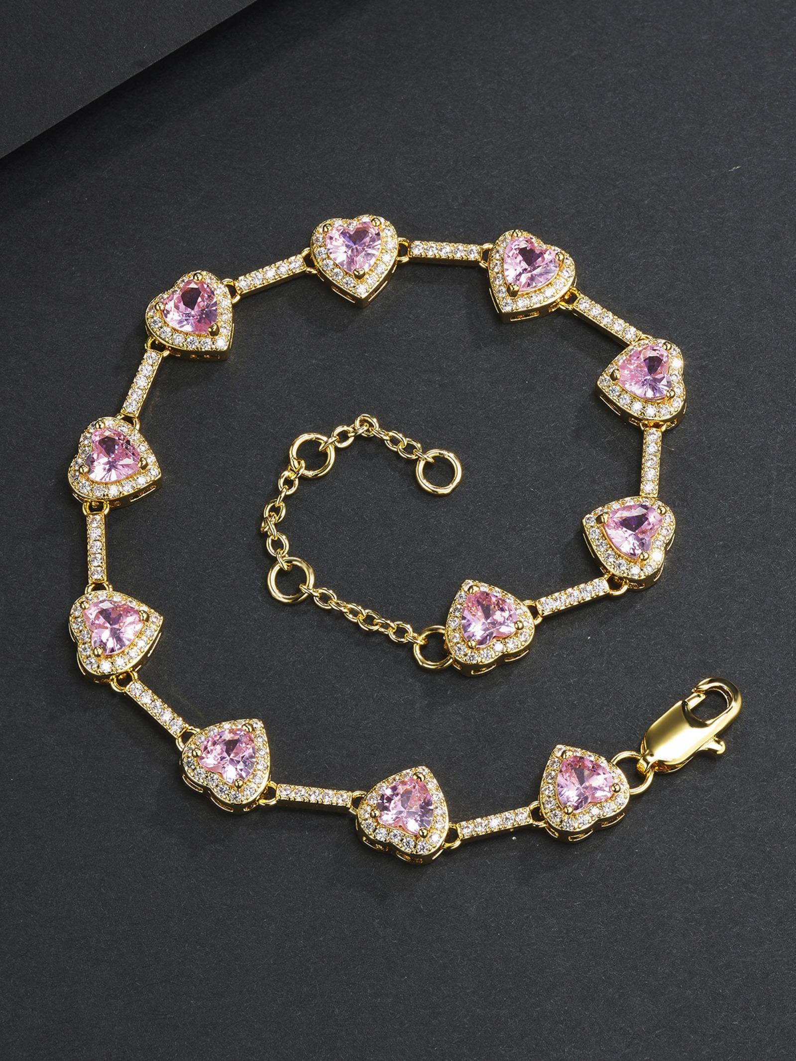 Pink Heart Design Anklet, Fashionable Adjustable Anklet for Women & Girls, Trendy All-match & Exquisite Jewelry for Birthday Gift, Fashionable Trendy Jewellery Accessories, Dainty Layered Anklet