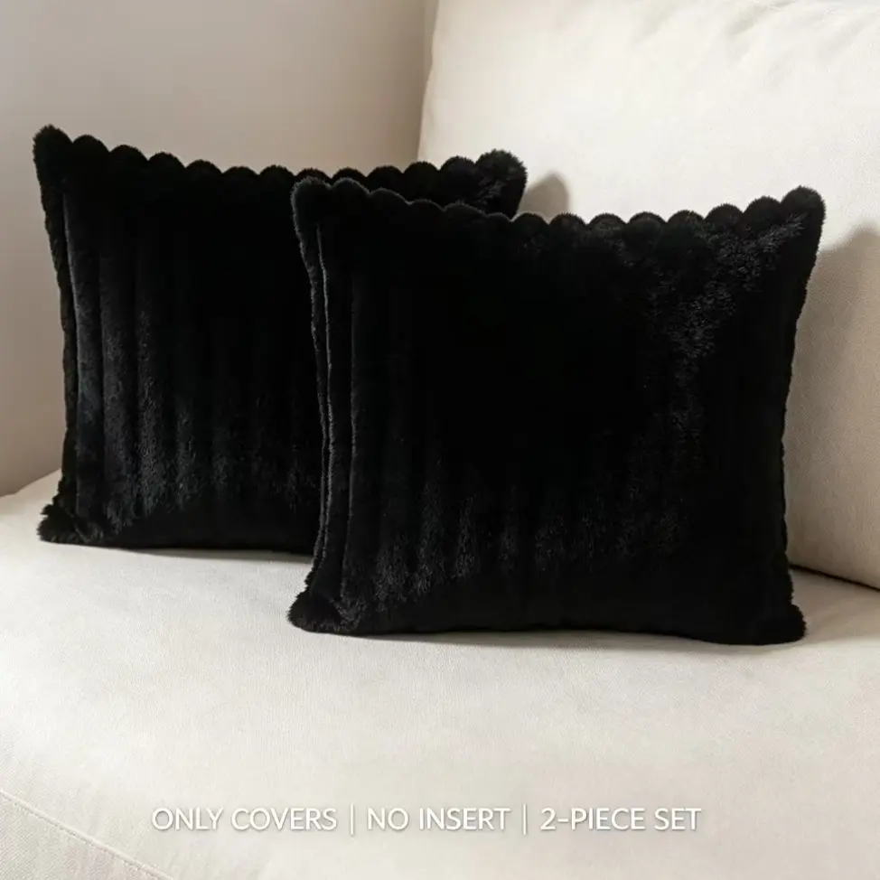 Luxurious Soft Plush Pillow Covers Set of 2, 45x45cm Striped Decorative Pillowcases for Sofa, Living Room, Holiday Gifts, No Insert Included