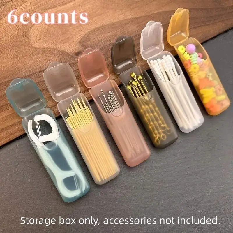 6-Pack PP Plastic Transparent Clear Floss Storage Boxes, Portable Dental Floss and Toothpick Organizer, Oral Care Hygiene Supply Box for Travel, Home, Office and Outdoor Use, Toothpick Holder