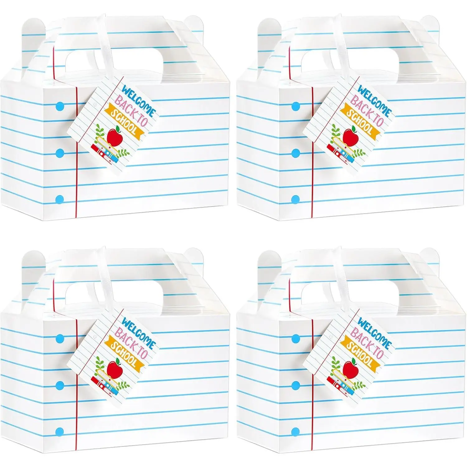12 count  to School  Boxes with  Tags Notebook Candy Box with Handle Cards for  of School Party Decorations Teacher Appreciation  Boxes for Welcome Classroom Party Supplies