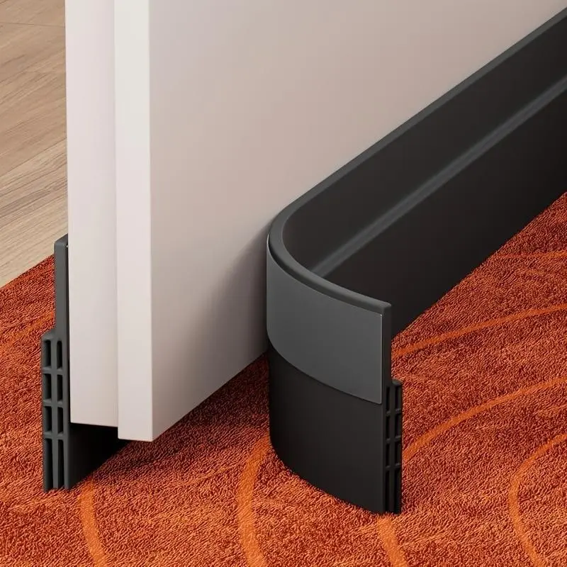 Adjustable Door Draft Stopper, Door Draft Blocker, Silicone Seal Weatherproofing for Bottom Doors, Door Bottom Seal Strip, Indoor and Outdoor Use, Energy Saving, Blocks Drafts, Air, Noise and Air-Conditioning Leaks, Adjustable Fit, black, 39 inches