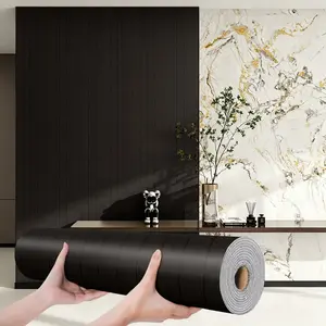 A Roll of 3D Grooved Wood-Grain Wall Panels – Self-Adhesive, Peel and stick, Waterproof, Sound-Insulating Wallpaper with Textured Design, Easy to Clean and Install, Removable, for home decor