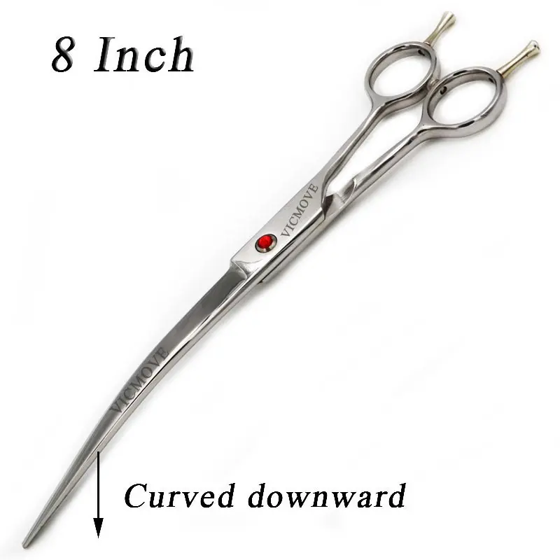 8 Inch Pet Scissors Dogs Grooming Hair Shears Barber Hairdressing Scissors Curved Blade Cutting Shears Left and right hands used Grooming Tools