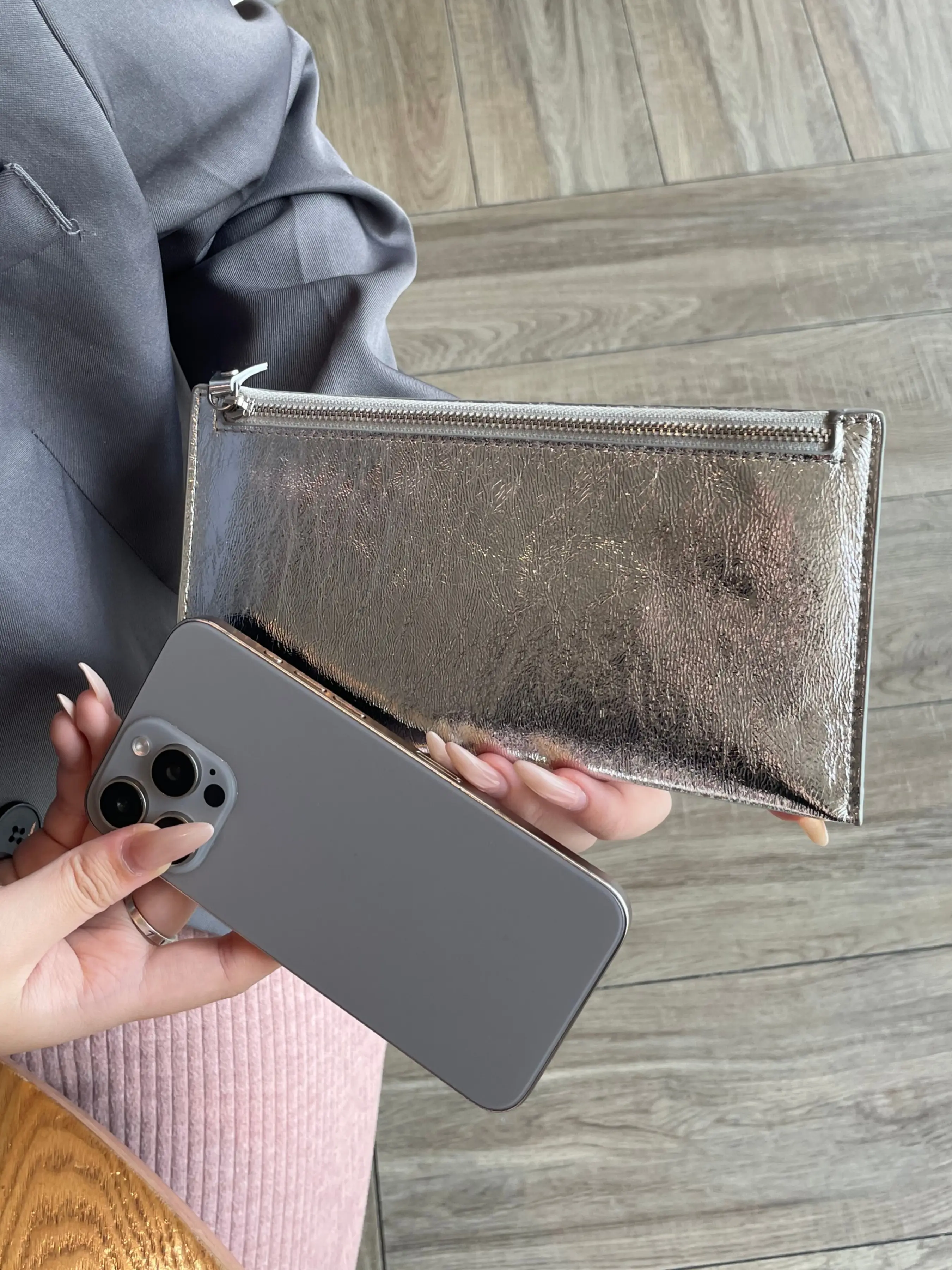 Women's Metal Texture Handbag, Simple Envelope Clutch Bag, Phone Storage Purse, Coin Card Holder, Large Capacity Zip Design, Elegant Purse