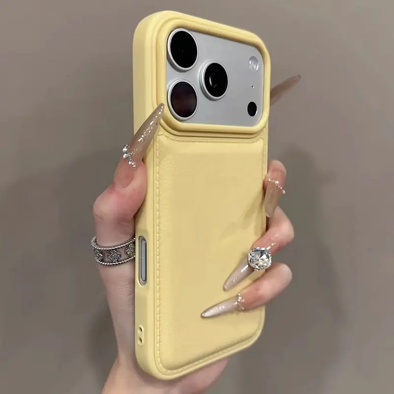 Luxury Drum Cortex Plain Phone Case, Shockproof Bumper Cover for iPhone 12-17 Pro Max, iPhone Series Accessories with Cortex Fit Design