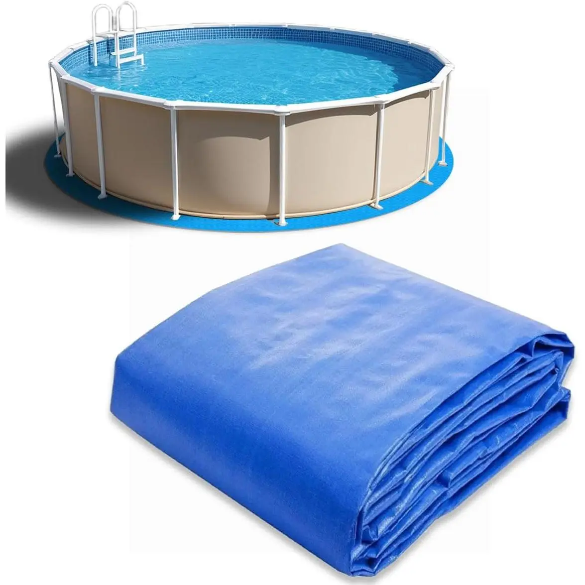15 FT Round Pool Liner Pad for Above Ground Swimming Pool, Outdoor Pool Mat, Under Pool Floor Underlayment Pad, Prevents Punctures Pool Mat Protector Tarp