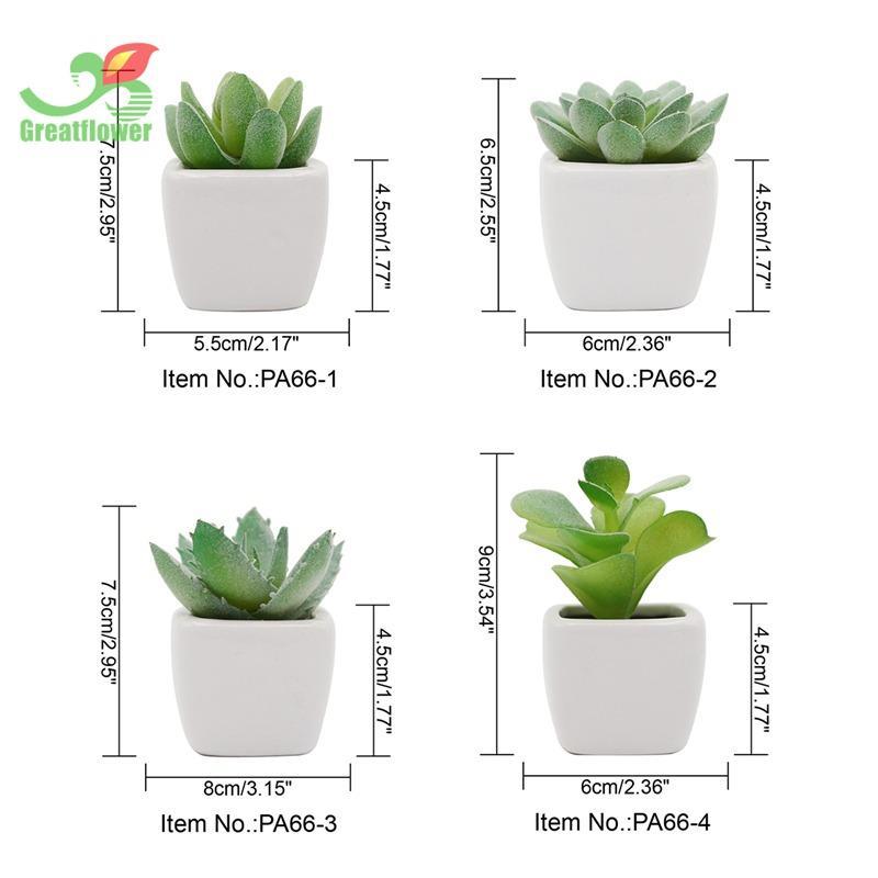 Artificial Potted Succulent, 4pcs Desktop Mini Decorative Simulation Plant Decoration, Mini Plastic Faux Bonsai Ornaments for Home Decor, Fake Plastic Plants