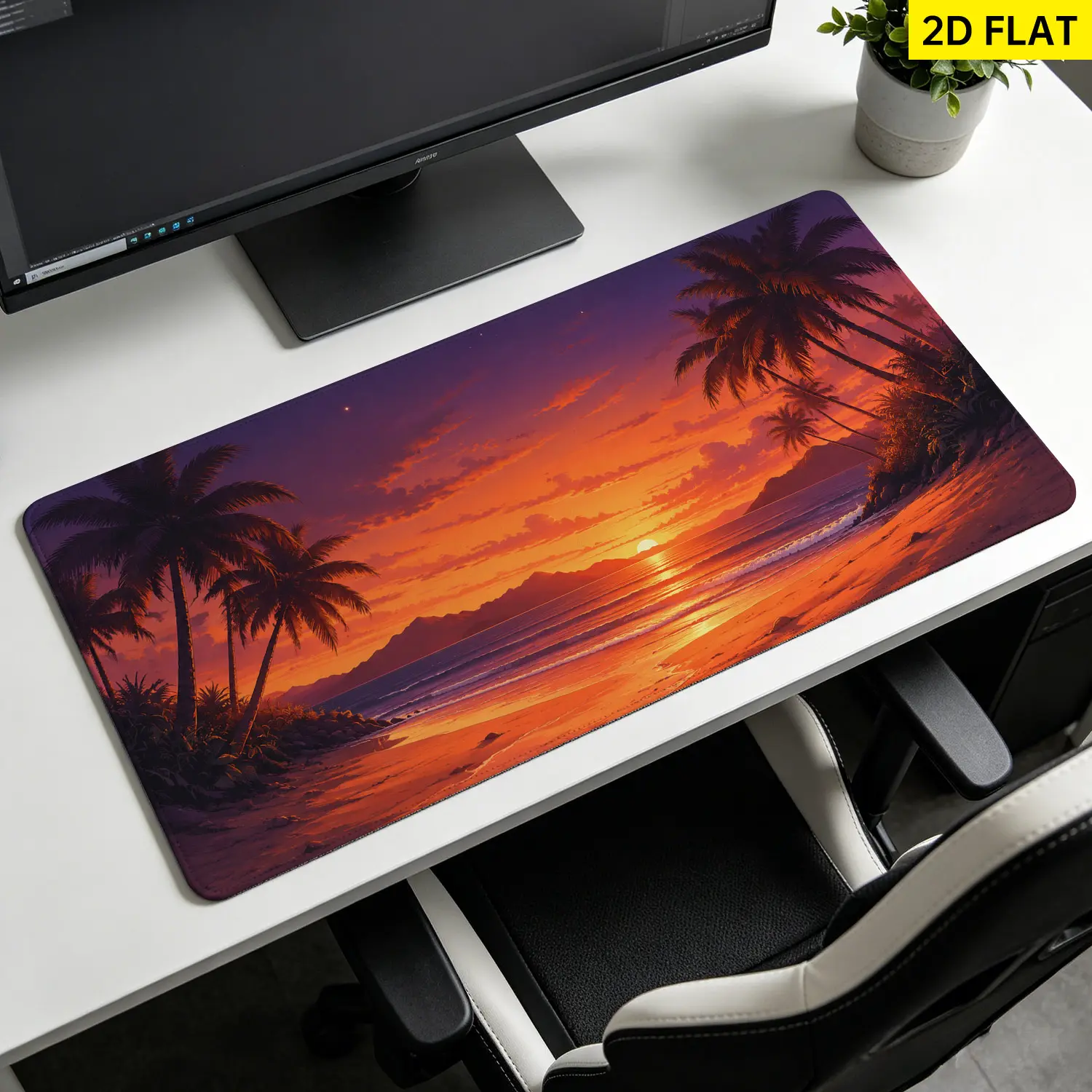4Pcs Tropical Sunset Beach Palm Tree Shower Curtain Set, Bathroom Set with 12 Hooks, Non Slip Bathroom Rug Mat, Toilet UShape Mat, Toilet Lid Cover Pad, Coastal Home Decor, Tropical Bathroom Decor, Spa Style Set