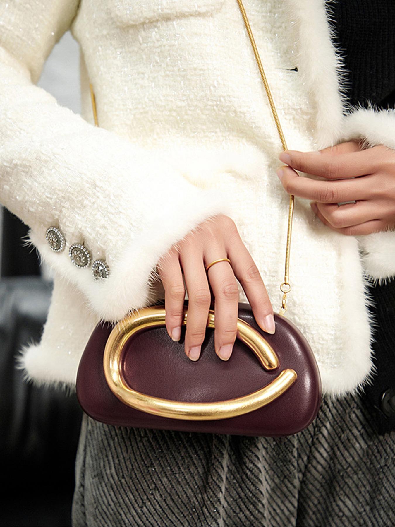 Women's Fashionable Solid Color Evening Bag, with Kiss Lock Design, Casual Versatile Handbag for Party, Trendy All-match & Exquisite Bag for Birthday Gift, Handheld Bag Purse