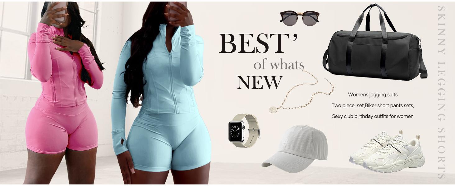 2026 Women Workout Sets 2 Piece Outfits Long Sleeve Zip Sweatshirt Jacket Gym Leggings Biker Shorts Set Tracksuit