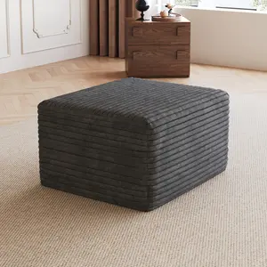 Sofa ottoman,Corduroy Ottoman for Living Room,Plush Upholstered Ottoman for Couch,Memory Foam Compressed Sofa in A Box No Assembly Require,Dark Grey
