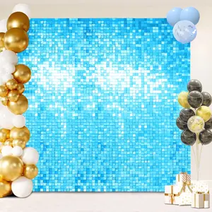 Wind-Activated Flash Wall, 24 Square Sequins Backdrop, Baby Shower, Day, Birthday, Anniversary, Wedding, Graduation, Single Party Decor, Photo Backdrops