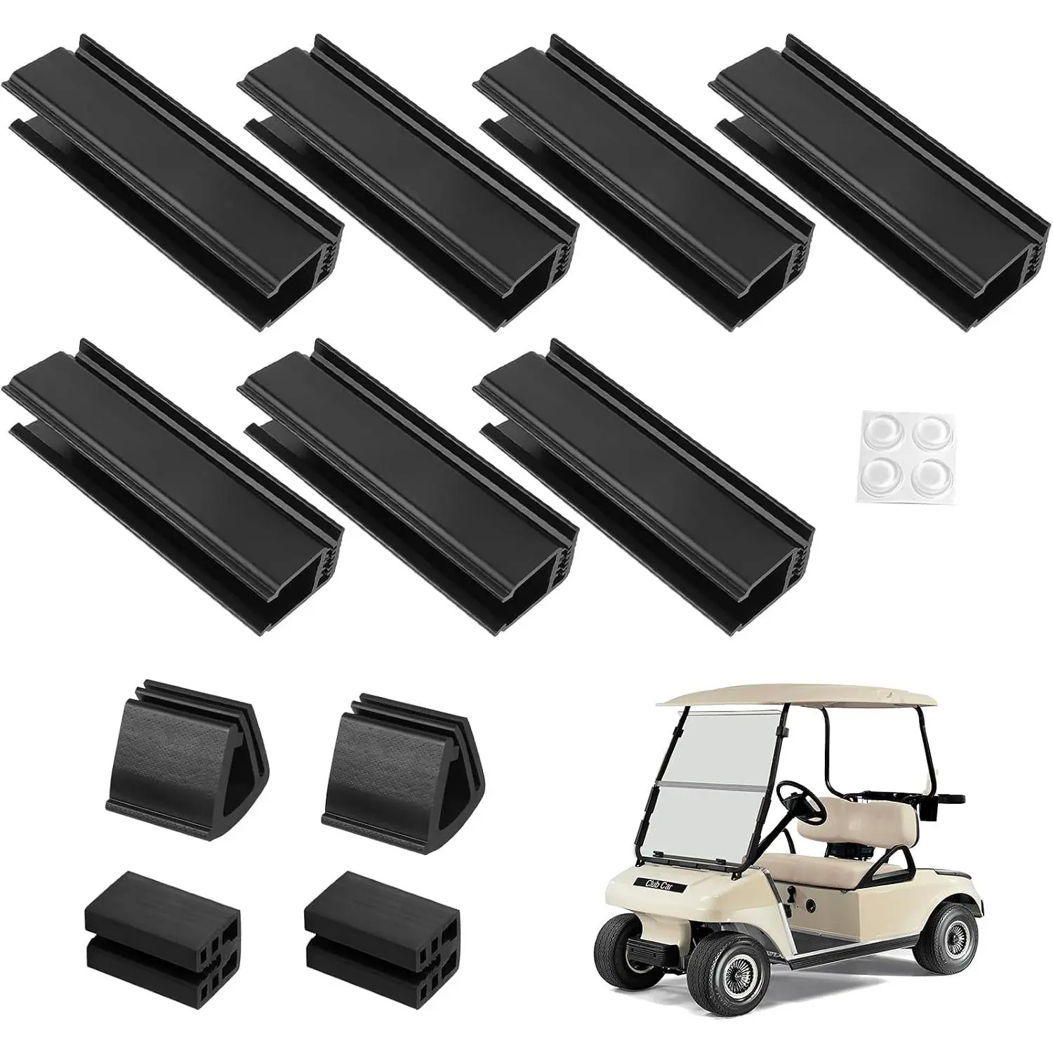 Golf Cart Windshield Retaining Clips Kit for 1982-Up Club  DS / 1985-2006  G2 G8 G9 G14 G16 G19 G22, 7+2+2 Windscreen Mounting Sash Window Short Clips  Fit 1"x1" Struts Rail