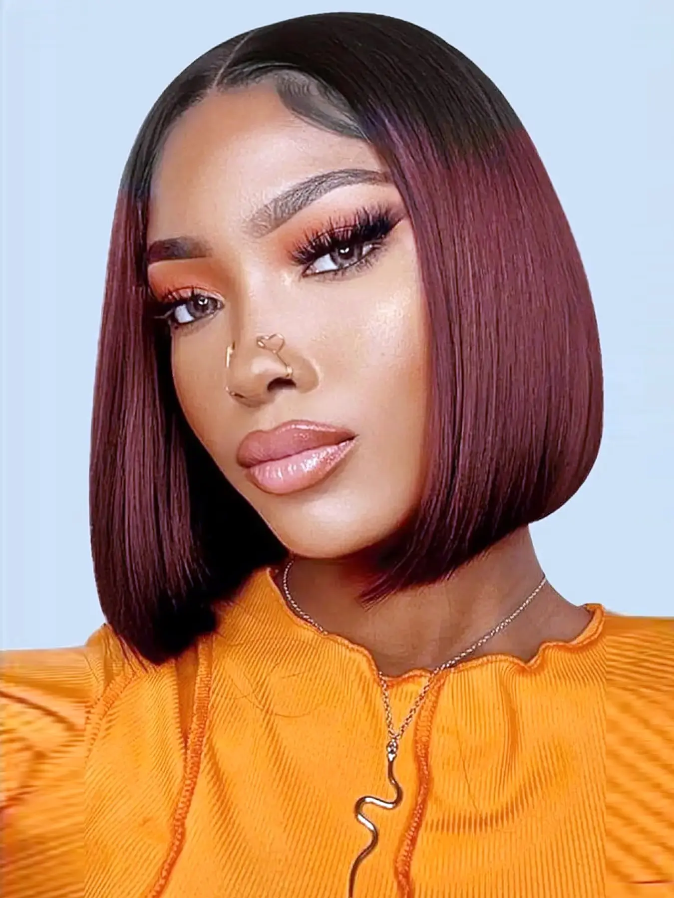 Human Hair 4*4 Lace Closure Double Drawn Bob Wig for Women, 10 Inch Short Straight Middle Part Wig Multiple Colors, Transparent Pre-Plucked Lace Frontal Natural Hairline Daily Use Closure Wigs