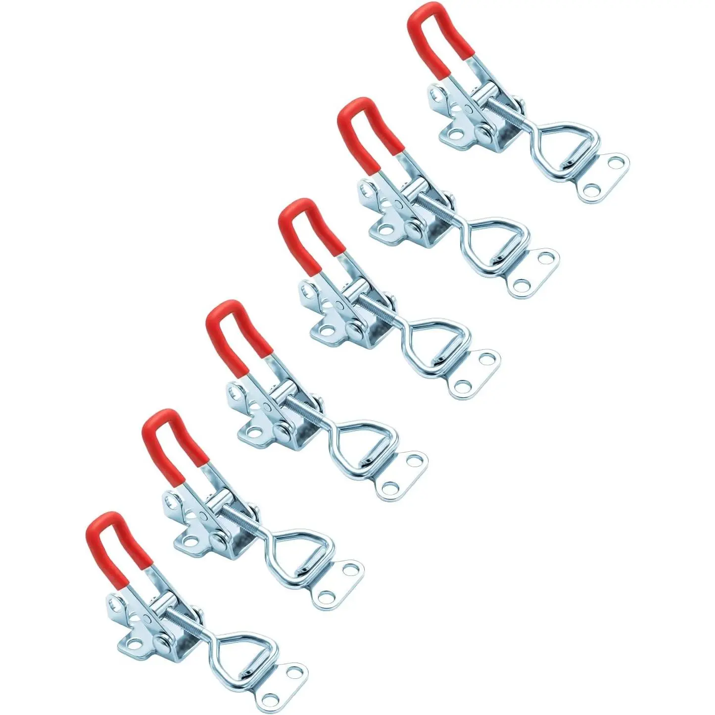 6 Pack Adjustable Toggle Latch Clamp 4001P, Quick Release Toggle Clamp Latch, 309Lbs Holding Capacity, Metal Toggle Latch Set,for Lid Jig,  Door, Toolbox, Case Trunk(with padlock)