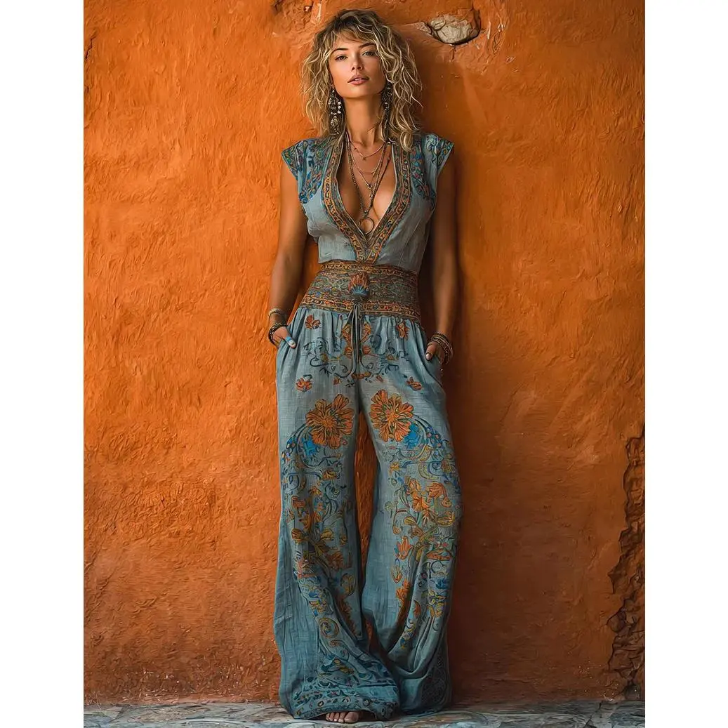 2026 Women’s New Printed Temperament Casual Jumpsuit