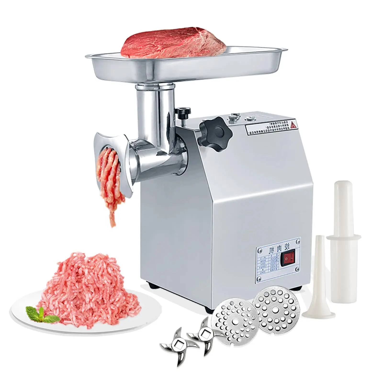 GARVEEHeavy Duty Electric Meat Grinder with Adjustable Power 800W-3000W, High Capacity 265-1323lbs/H, Stainless Steel, Includes Blades, Plates, Sausage Stuffer Tubes, and Food Pusher for Home & Commercial Use