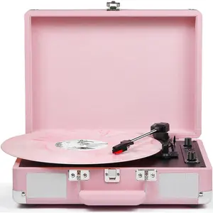 Vinyl Record Player  3-Speed Portable Suitcase Turntable with -in Speakers, USB Recording Vinyl to MP3, , AUX & Headphone Output