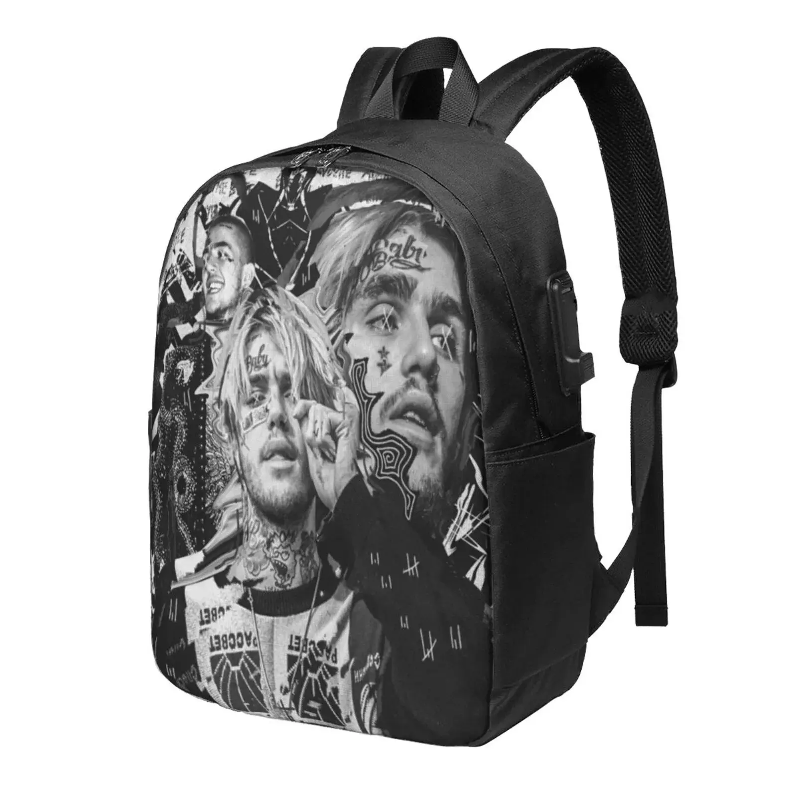 Lil Peep Backpack Fashion Travel Backpack Laptop Backpack 17 Inch External Usb Interface Headphone Line Interface