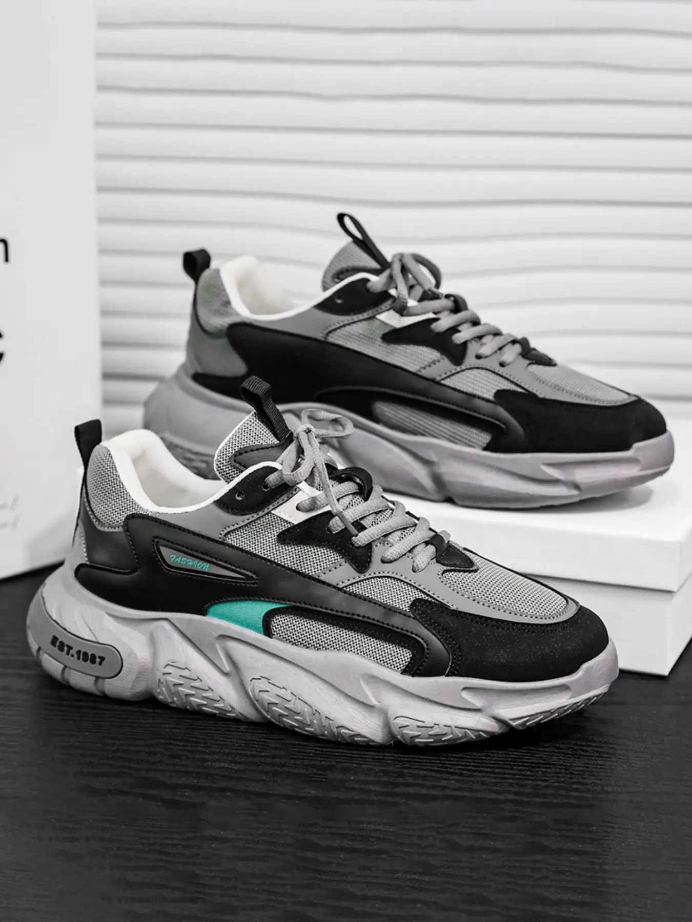 Men's Sporty Outdoor Dad Shoes, Colorblock Mesh Design, Breathable Thick Sole, Anti-Slip, Casual Athletic Sneakers, Six Colors Available