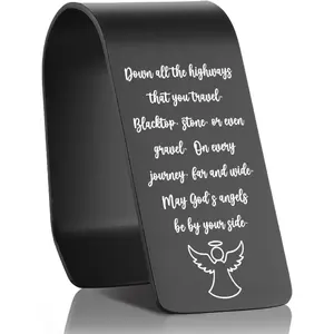 Engraved Stainless Steel  Visor Clip, Christian Inspirational  for Women Men Family , Religious Safe Driving Reminder  Driver Gifts EDG27