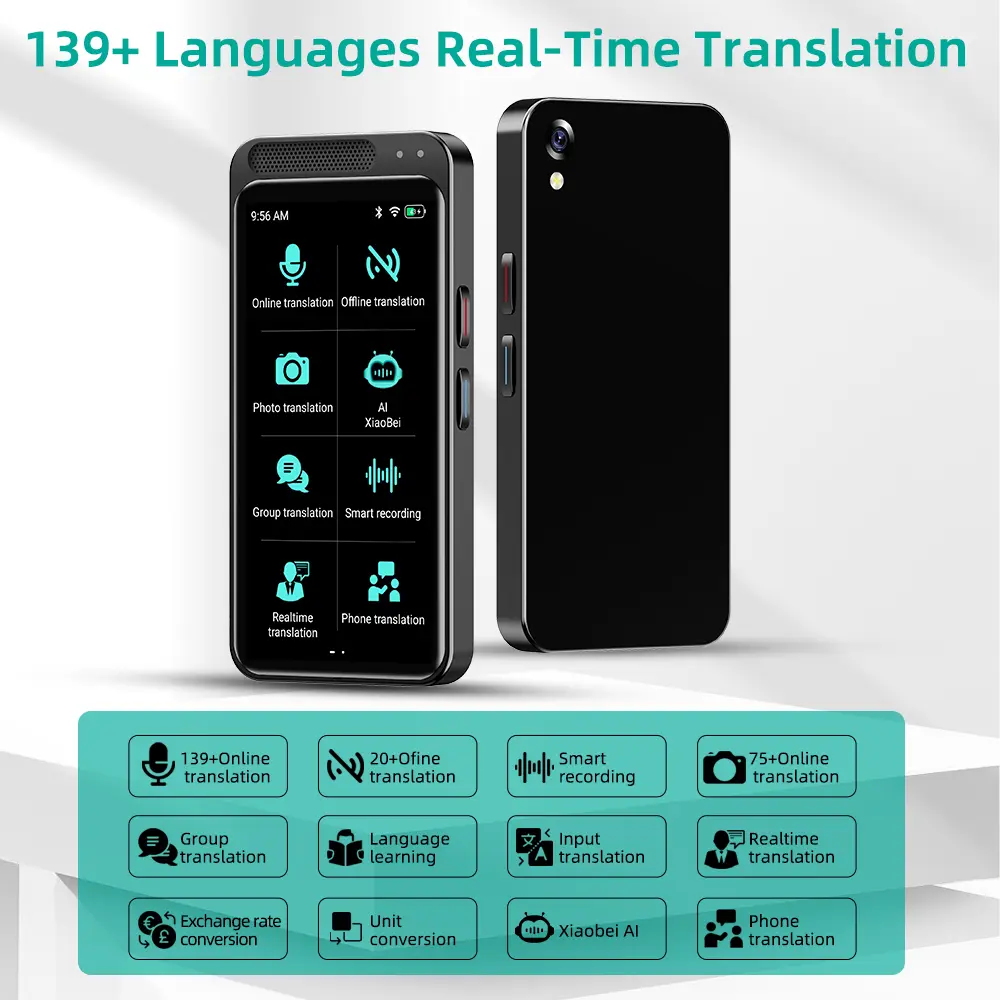 Language Translation Device Portable Translator 138 Languages Bidirectional Instant Translation, 4-In-1 HD Screen Real-Time Voice Translation Digital Products Smart