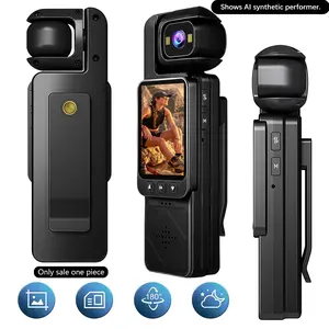 Body Camera Portable Wearable Action Camera with 180° Adjustable Rotating Lens, IR Night Vision, Wide Angle View, 6X Digital Zoom and WiFi Connection for Vlog Recording, Outdoor Sports, Travel and Daily Adventures