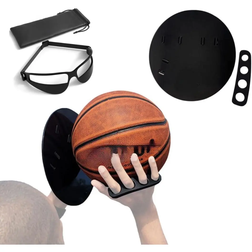 Basketball Shooting Off Hand Trainer – Basketball Training Equipment Shooting Aid – Includes Dribbling Goggles & Bonus 5.3" Shooting Aid