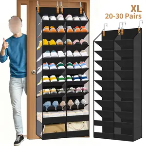Shoe Storage Organizer on the Door, 10-Layer Large Deep Pocket Foldable Shoe Organizer, Hold 20-30 Pairs of Shoes, Sturdy Design for Durability, Suitable for Bedroom, Entrance Area and Other Space-saving Door Shoe Racks.