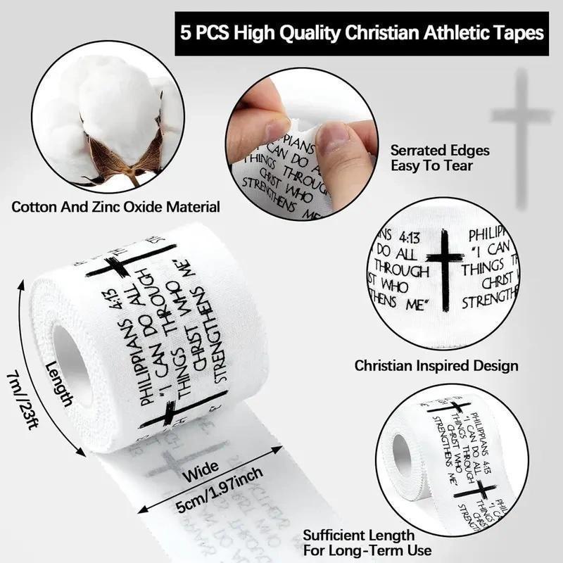 Cross Tape Christian Athletic Tape Sports Wrap 2in x 23ft Jesus Cotton Wrist Wrap for Soccer Football Baseball Gymnastics Boxing Christian Church Gifts