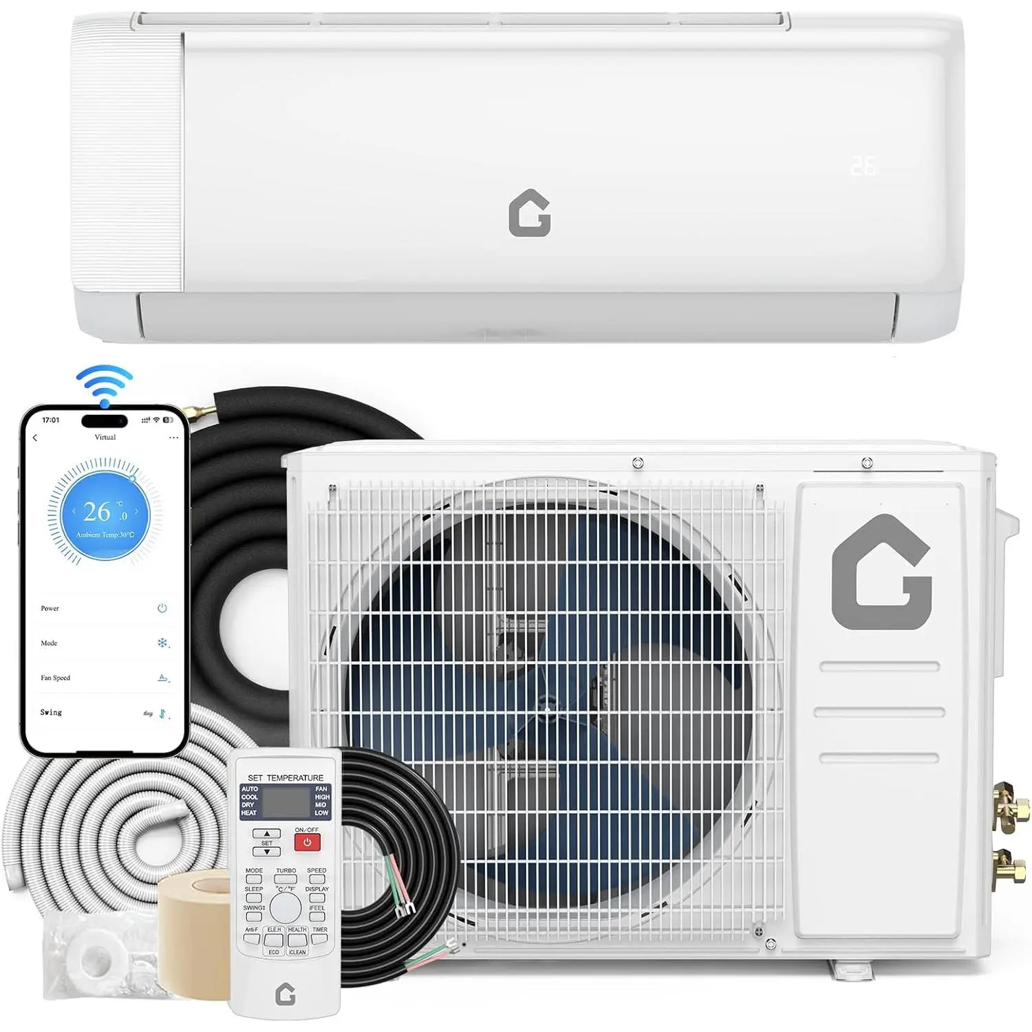 GARVEE2025 New Refrigerant SEER 21 12000BTU 230V Mini Split Air Conditioner | Energy-Efficient Inverter AC System with WiFi, Remote Control & Easy Installation Kit for Rooms Up to 750 Sq.Ft