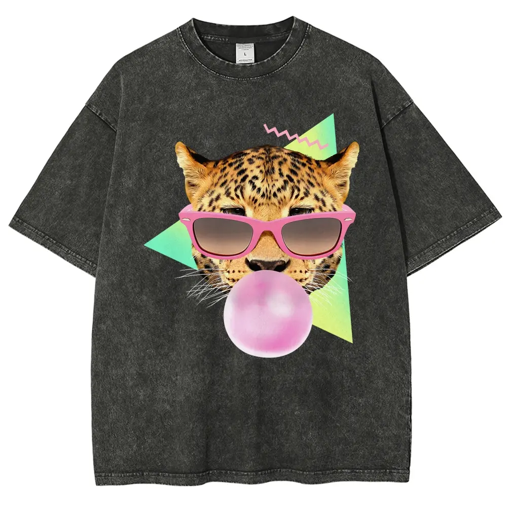 Unisex Collage of sunglasses, steamed buns and bubblegum, street Y2K style Graphict Washed T-Shirt Personalized Pattern Y2k Clothing Round Neck Washed T-Shirt,Women's Clothing 100% Cotton, Menswear, Top, Vintage Style,Summer Casual Oversized