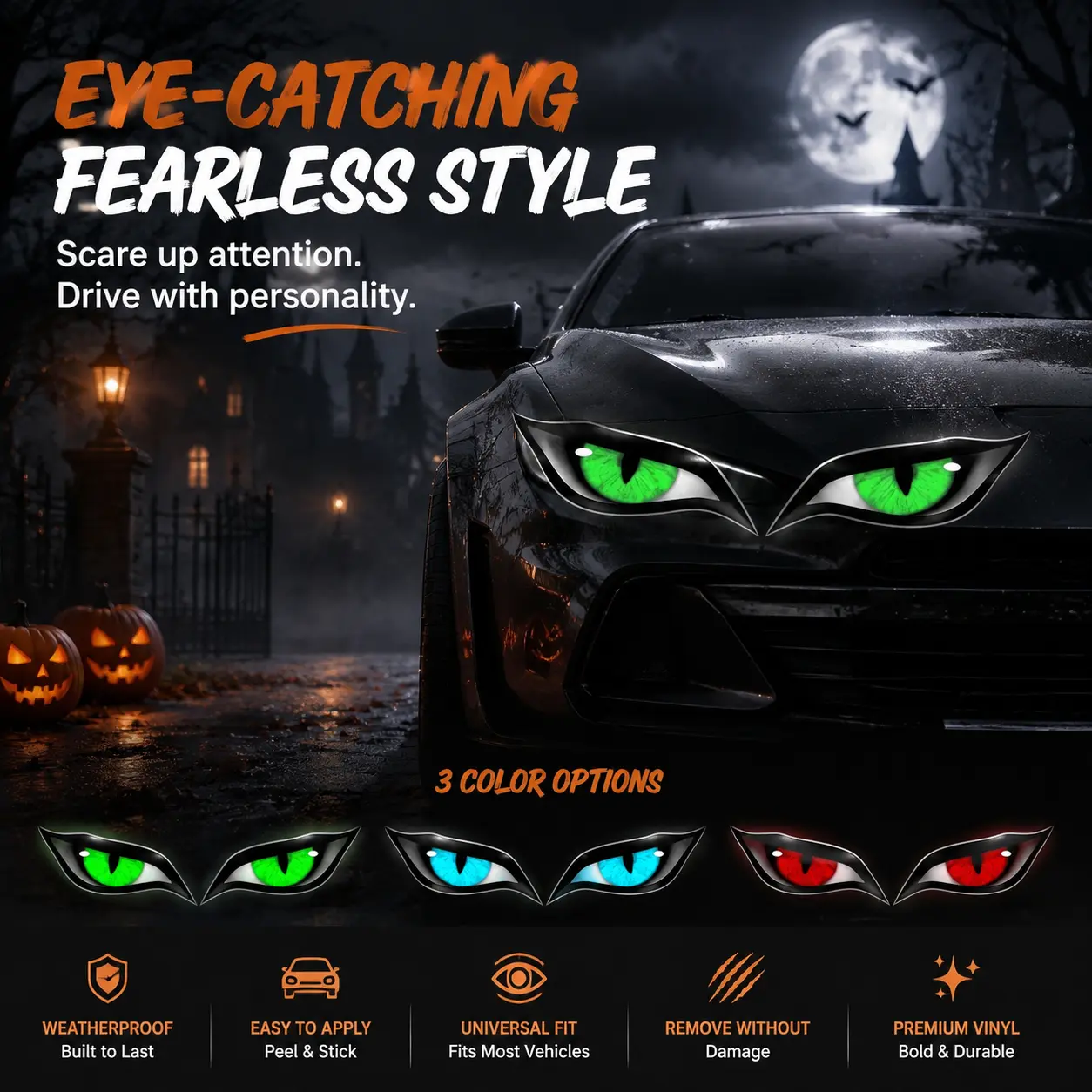 Raptor Eye Evil Eye Decal Auto Accessories - Cool Car Decorations, Rearview Mirror Adhesive Sticker, Sun Protection, Water-Resistant for Rain, Scratch-Resistant, Easy Apply Stylish Exterior Decor, Stickers, Adhesive Sticker, Easy Apply-YY2