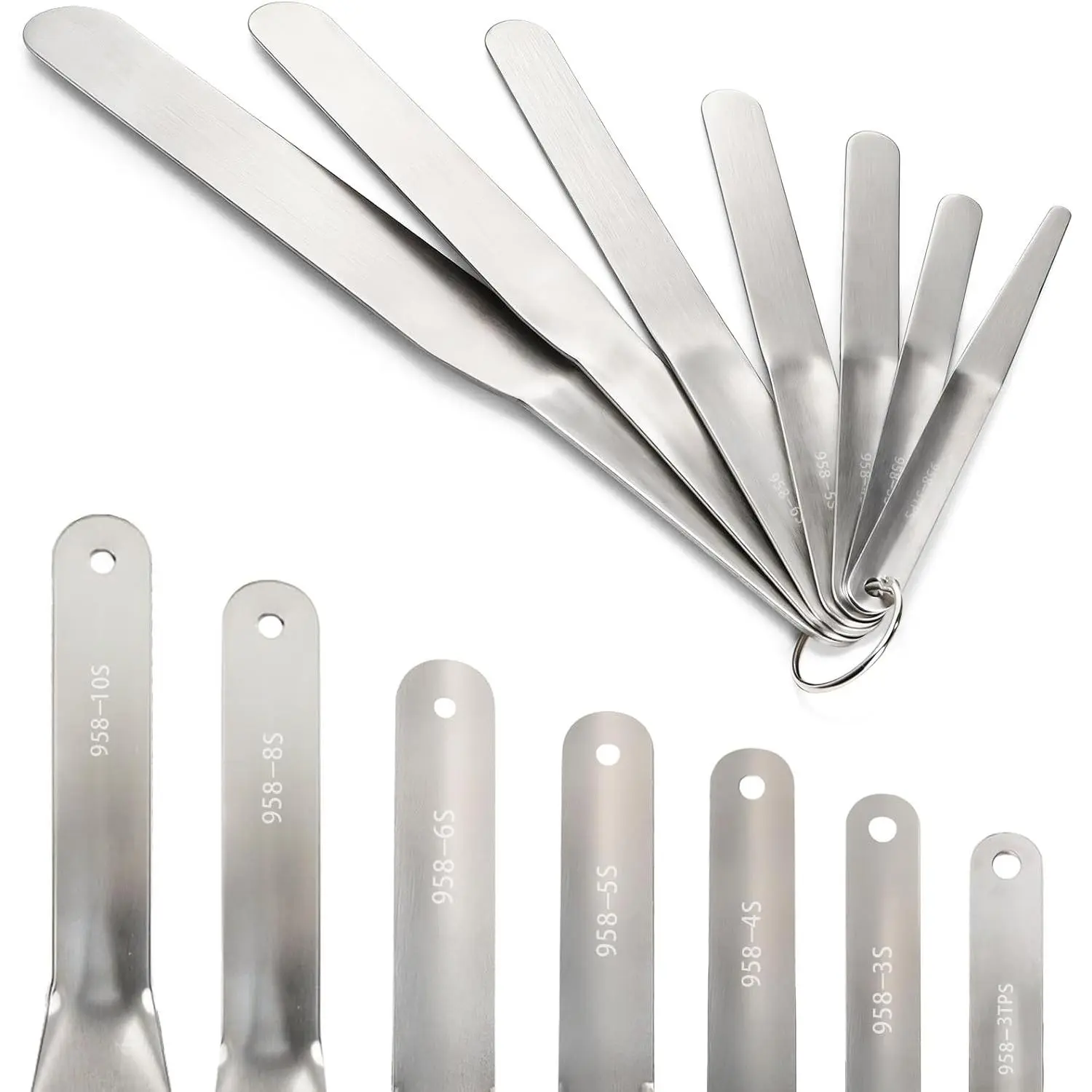 7- Caulking Spatula Set, Stainless Steel Streamlined Caulk  Set, Muti-Purpose Caulk Tool Kit Finishing Tools Compatible for 958-G01, Tip Width from 3/8" to 1-1/2" for Tile