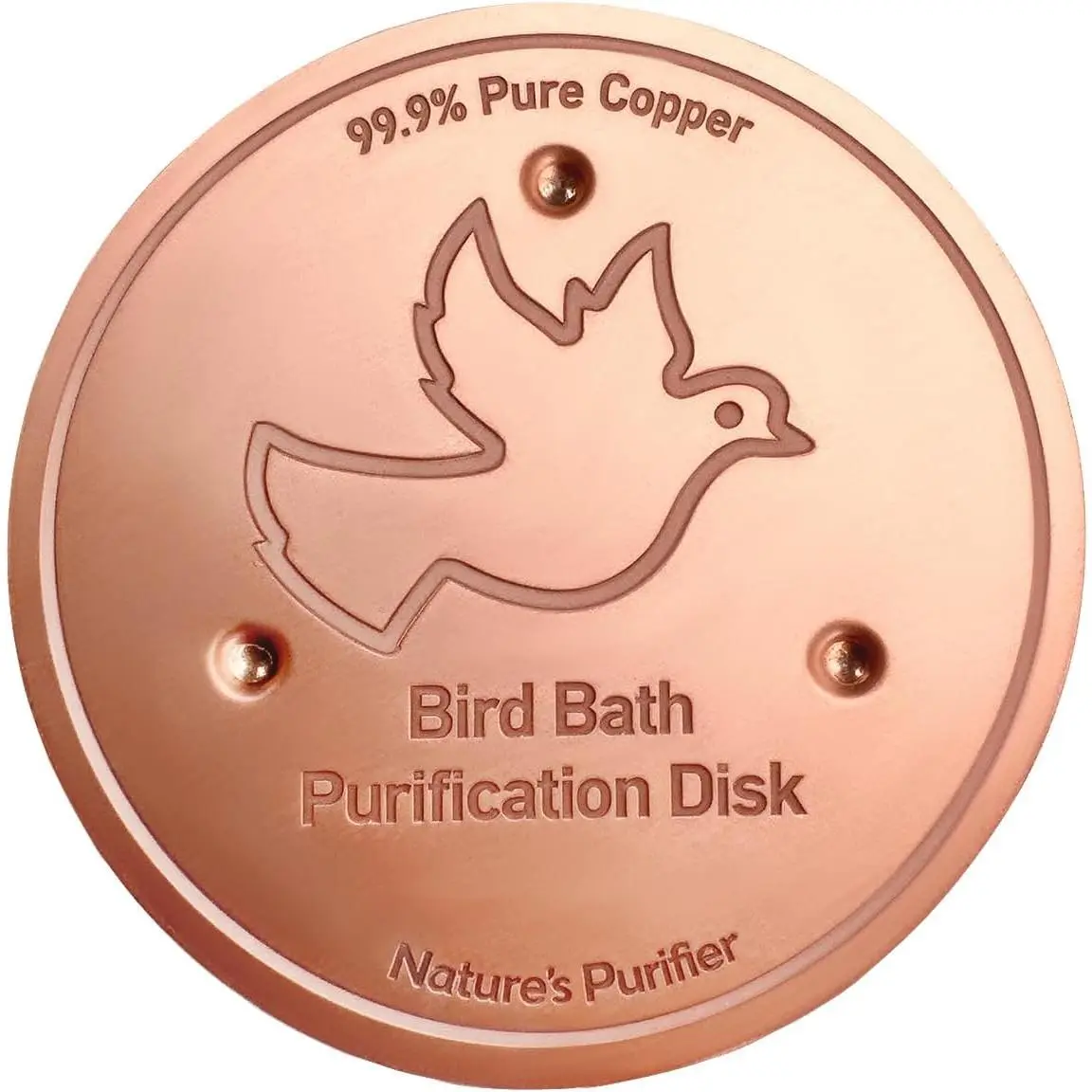 99.99% Pure Copper Water Care Disk - Triple-Point Design for Bird Baths, Fountains & Outdoor Decor, Helps Maintain Cleaner Water with Less Maintenance​