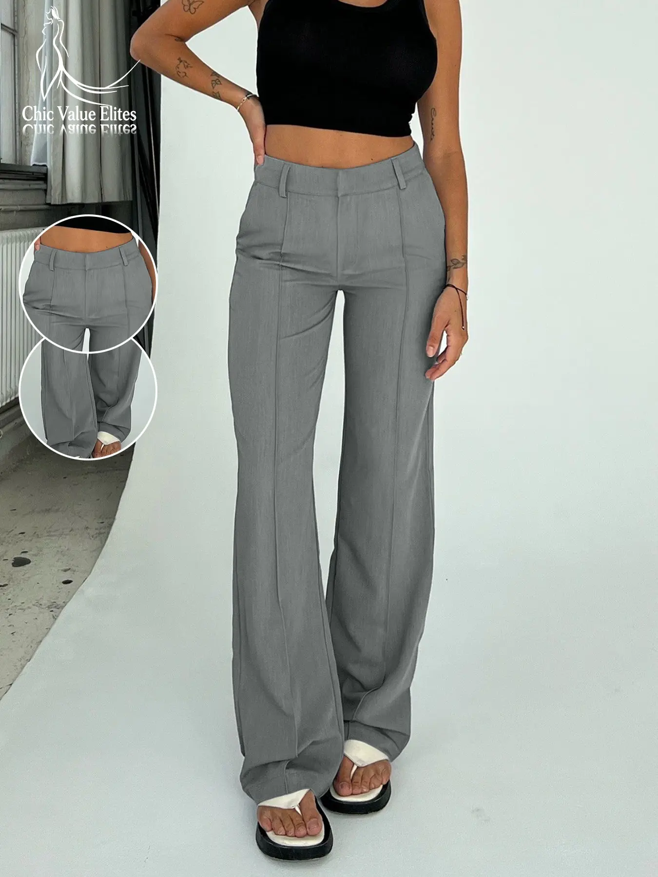 2026 Four-Season High-Waisted Drop Waist Casual Suit Pants, Korean Style Slim-Fitting Straight Leg Long Pants, Fashionable and Comfortable