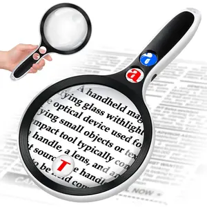 10X 25X 45X 60X Large Handheld LED Lighted Magnifying Glass, 5 Inch Page Magnifier for Reading Small Prints, Ideal for Low Vision Seniors & People with Aging Eyes