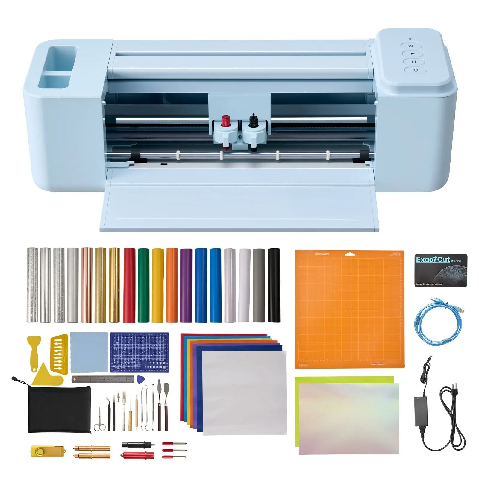12-Inch Button-Controlled Vinyl Cutting Machine with Cutter Kit, Materials, 5000+ Built-In Designs, Compatible with Mac, Windows, Android, iOS, for DIY Scrapbooking & Stamping Card Customizing