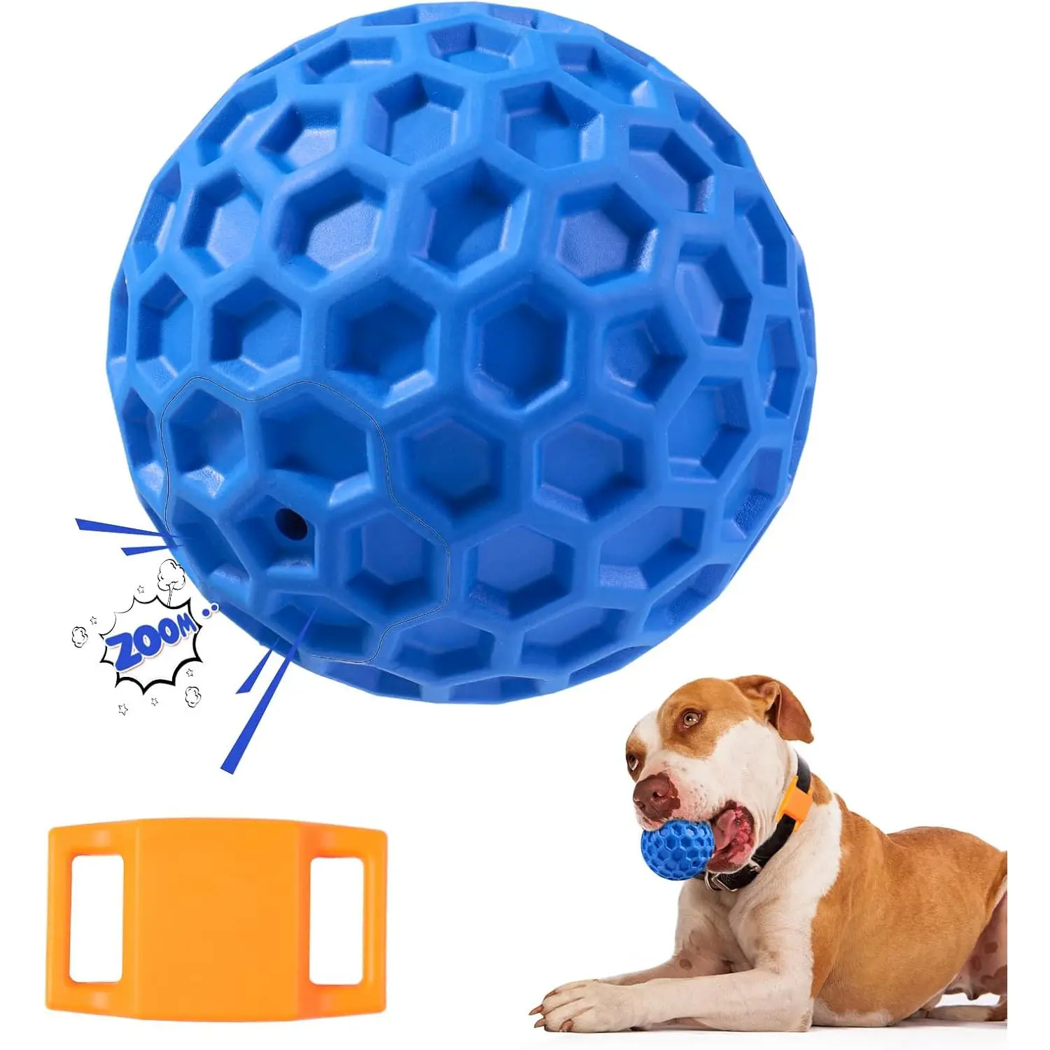 Dog Balls, Indestructible Dog Toys for Aggressive Chewers Large/Medium Breed, Natural Rubber Interactive Chew Toys for Teeth Clean, Relieves Anxiety (Blue)