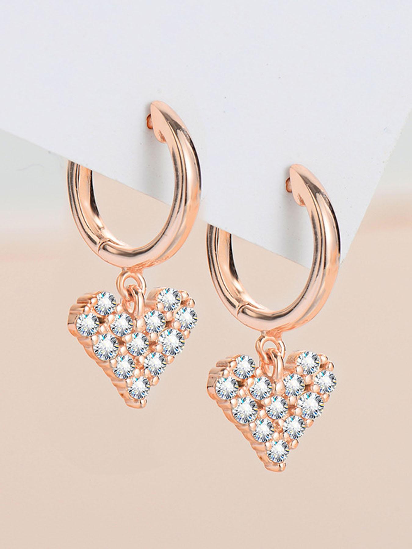 S925 Sterling Silver Heart Shaped Artificial Moissanite Decor Earrings, Elegant Jewelry for Women for Party, Daily Clothing Decor, Trendy All-match & Exquisite Jewelry for Gift, Valentine's Day, Gift