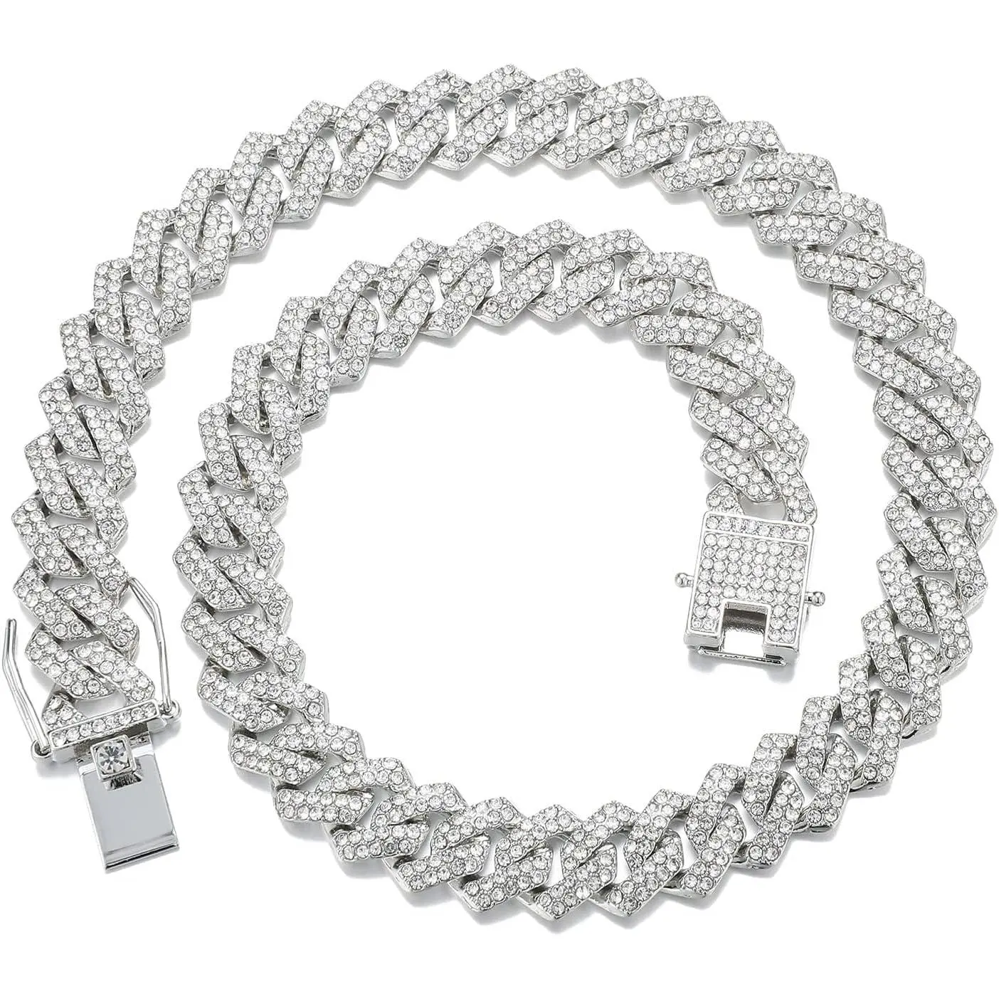 Mens Cuban Link Chain Iced Out  Miami Cuban Necklace Bling  Chain  Hop  with  Box for Women